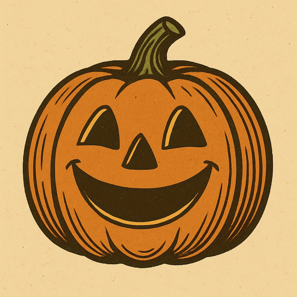 Create images of happy retro pumpkin. Use this image for inspiration. emoji
