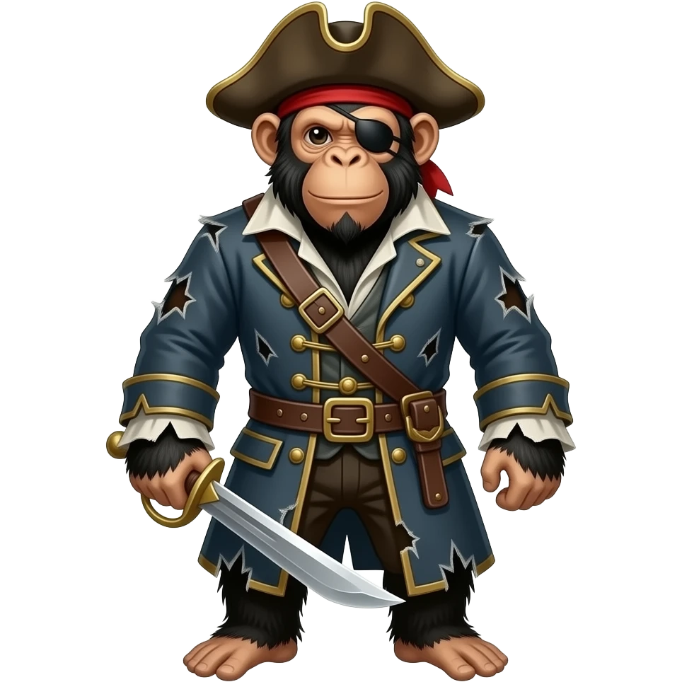 A chimpance dressed in medieval pirate outfit emoji