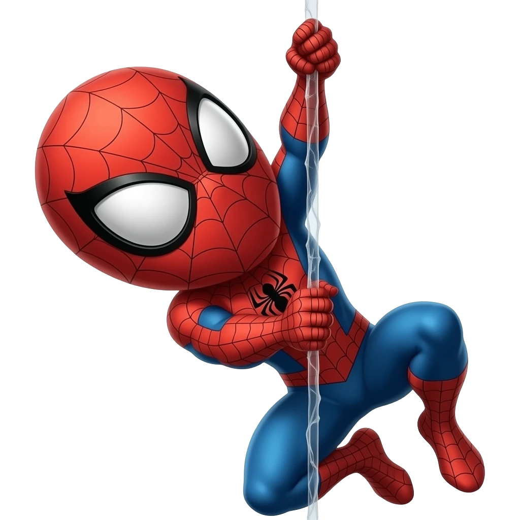 Spider man hanging with his wap emoji