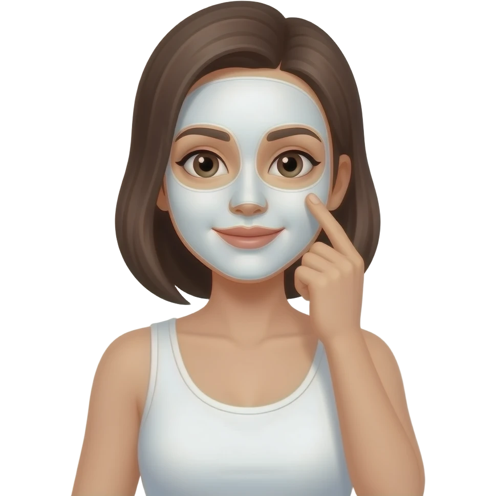 a woman with white tank top apply face mask emoji