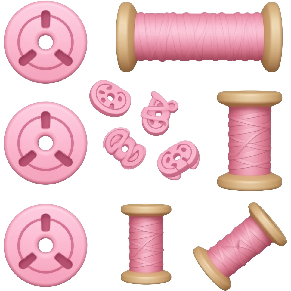 Elementos de costura en rosa emoji