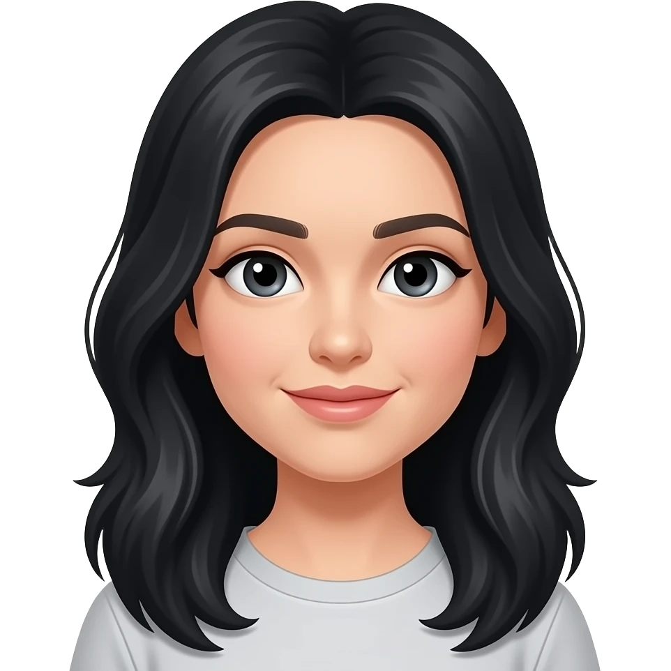 Cabello negro y largo emoji