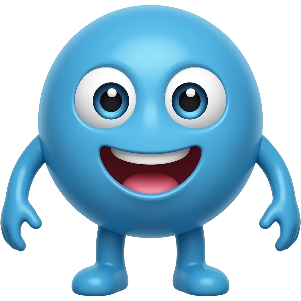 Cest un 67 bleu avec une bouche des yeux il as des pieds et des jambes bleu il a des mains qui se balance ils sont bleus sur sa main droite il a un petit 6 et sur la gauche un petit 7 emoji