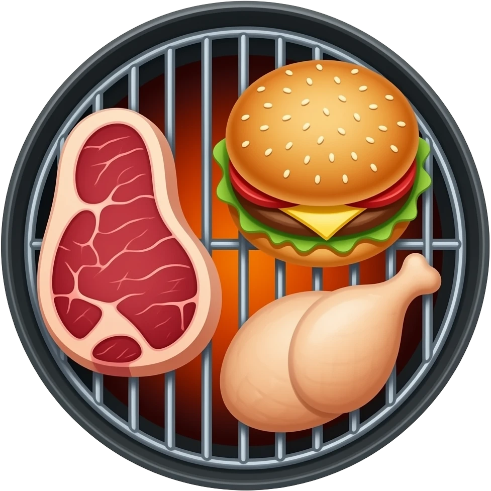meat beef, burger, chicken brest on grill emoji