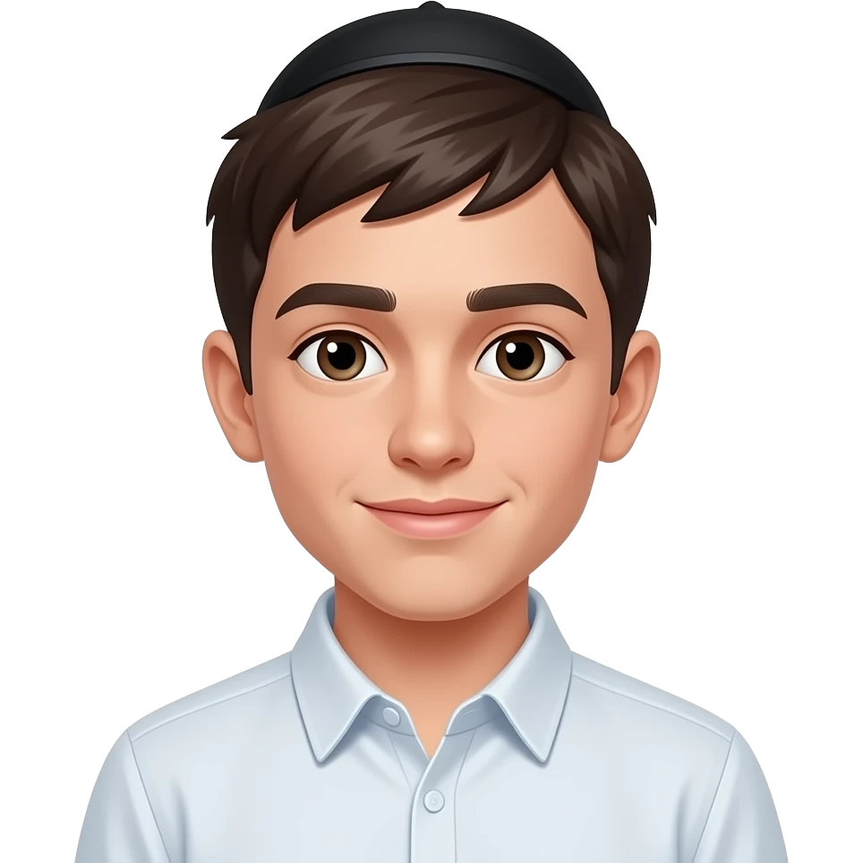 Rostro de niño adolecente judio con kipa color negra emoji