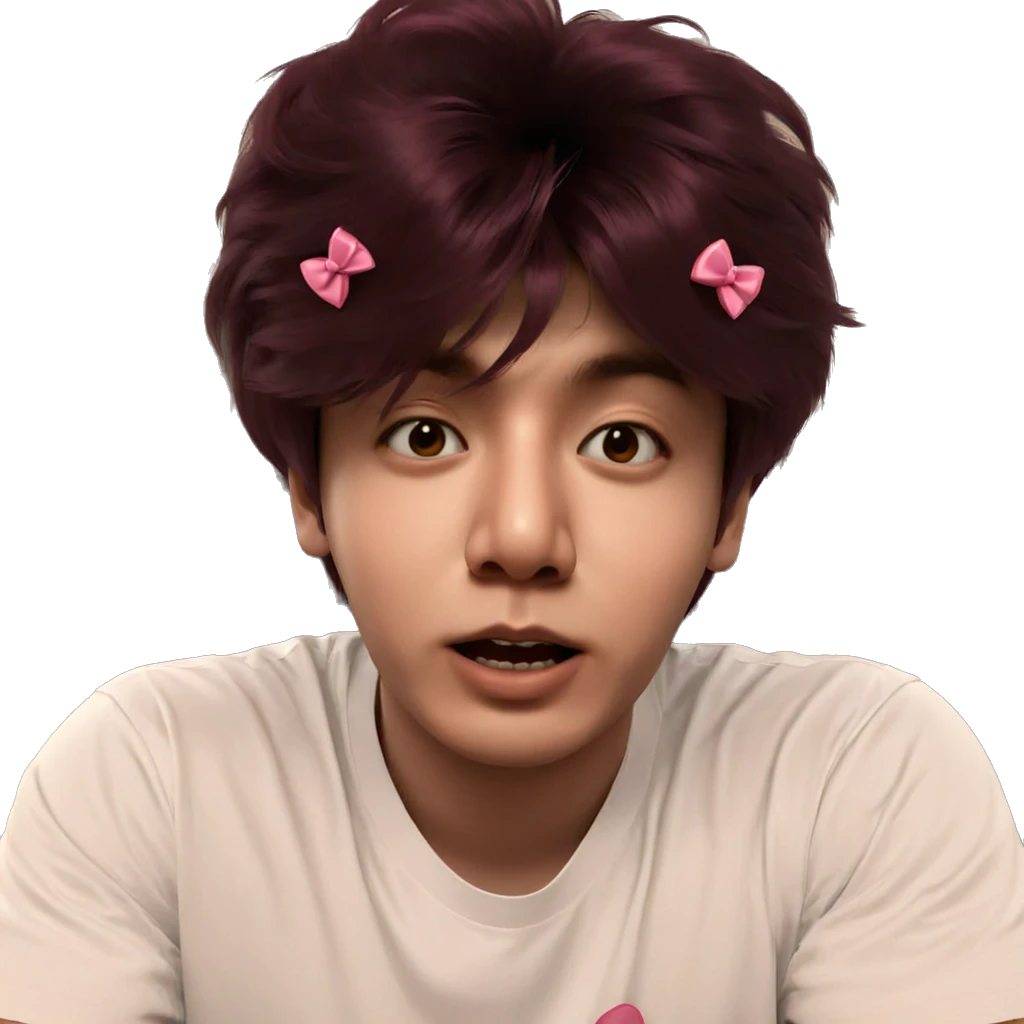 boy with pink hair bow emoji