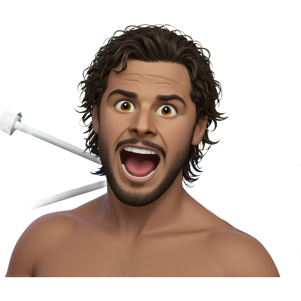 boy with umbrella and beard emoji