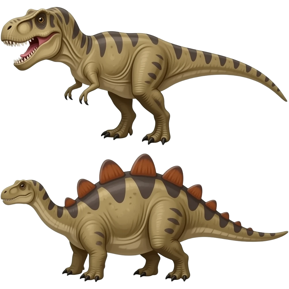Teeth (tyrannosaurus Rex), small (compsognathus), big (brachiosaurus), tails (apatosaurus) emoji