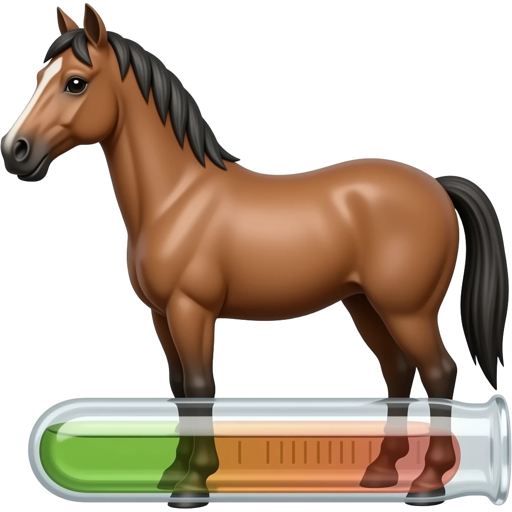 Test tube with legs on a horse emoji