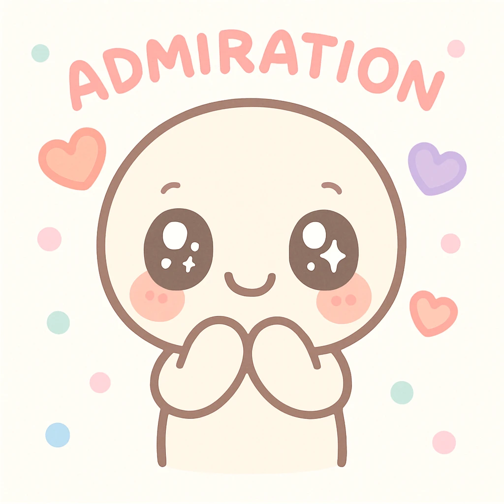 the concept of admiration, kawaii style, cute, expressive emoji