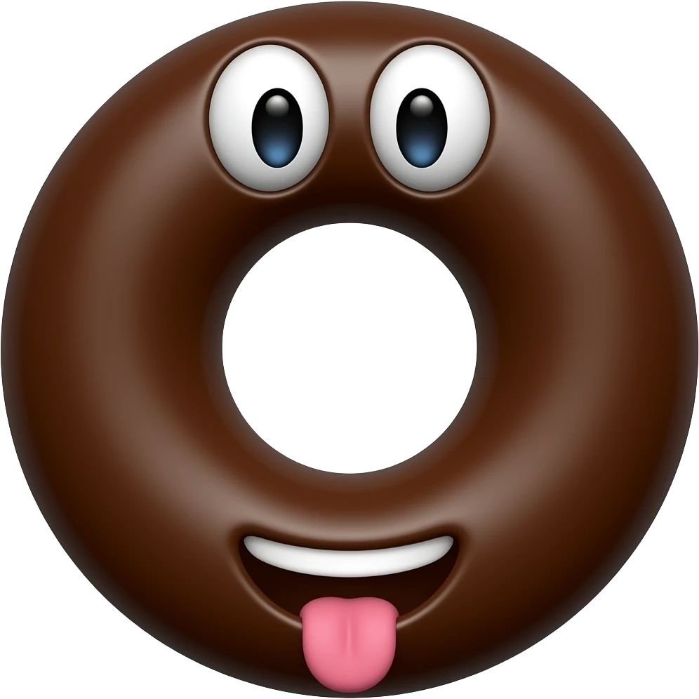 round chocolate hoop with fun emoji eyes and tongue mouth emoji