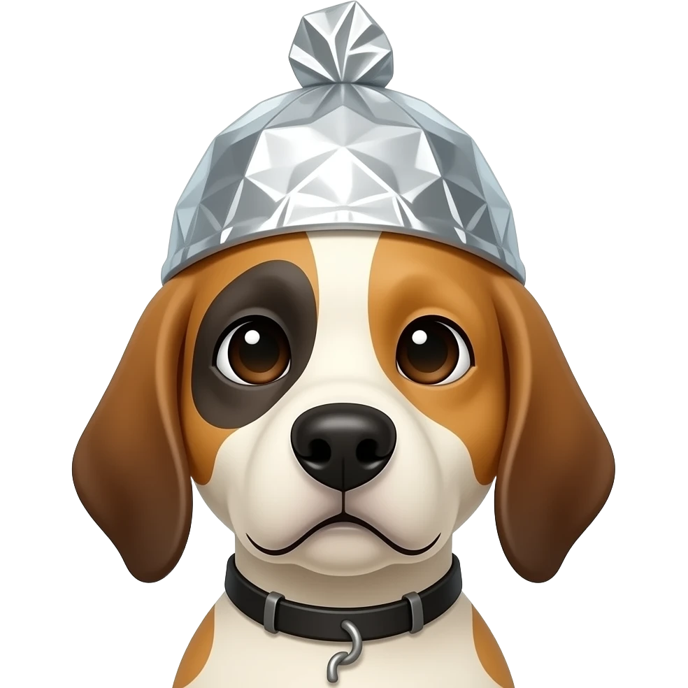 dog wearing tin foil hat front facing half body emoji