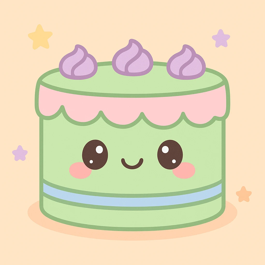 a green cake, kawaii style, cute and charming with soft colors emoji