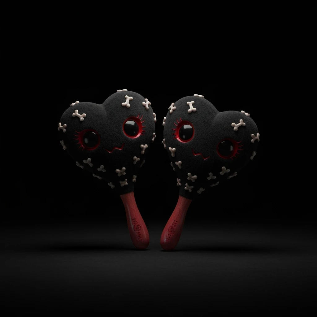 goth heart maracas, cute, expressive, minimal emoji