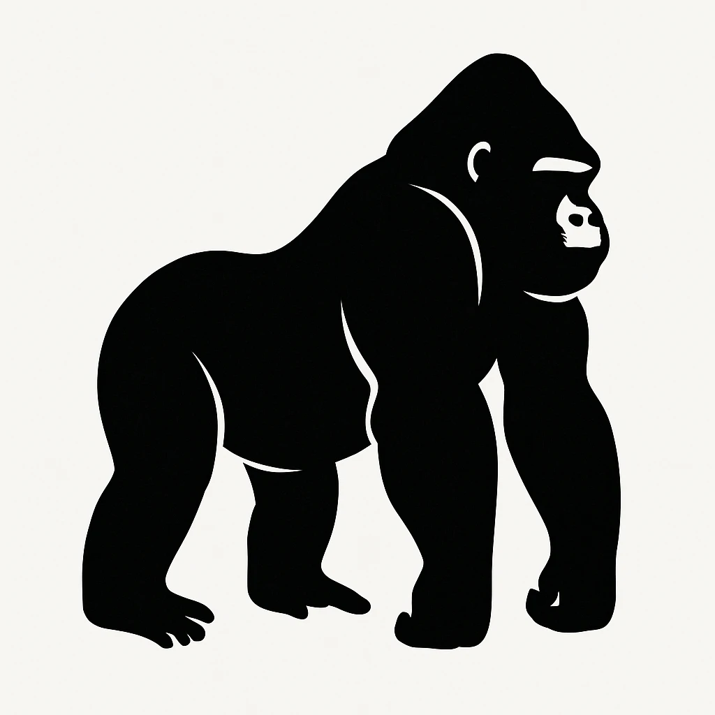 Gorilla black silhouette white background emoji