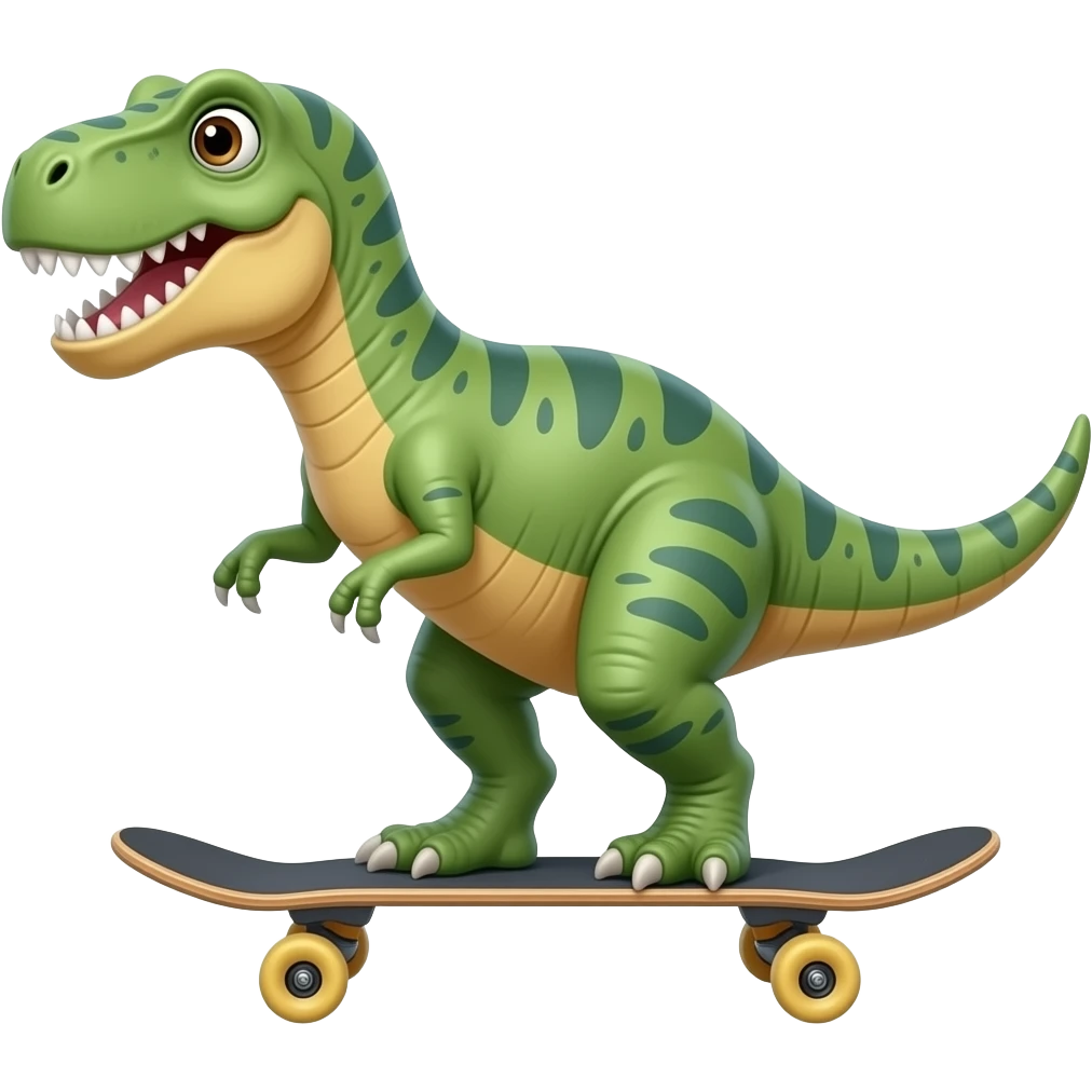 Dinosaur on a skateboard emoji