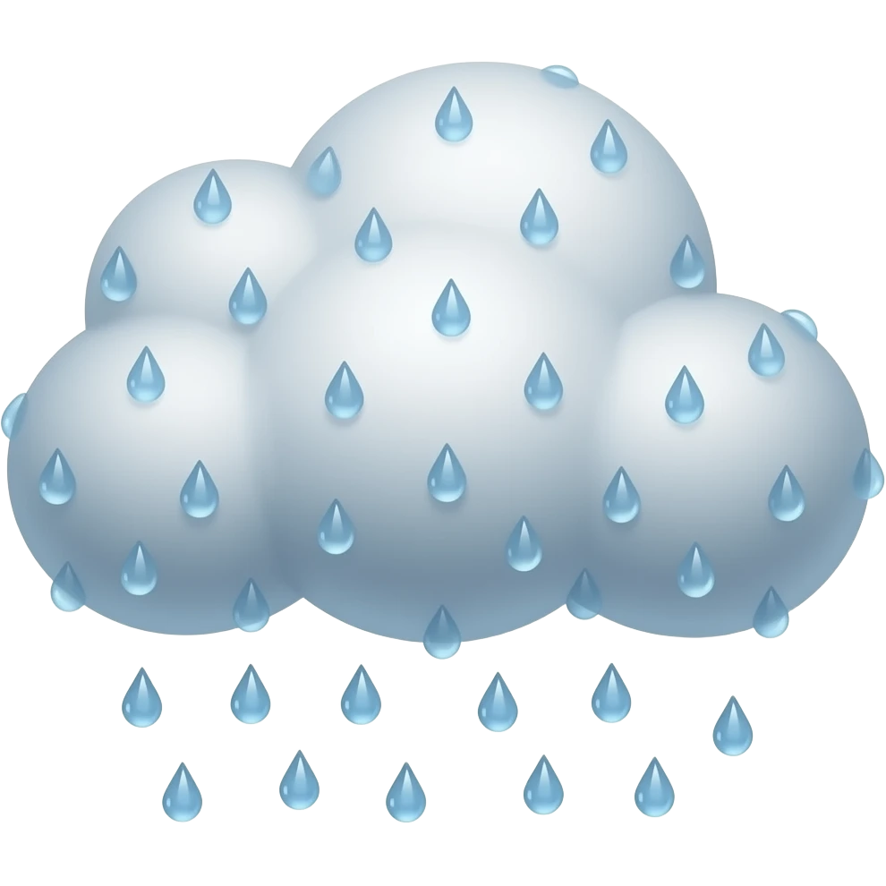 big textured cloud with lots of raindrops emoji