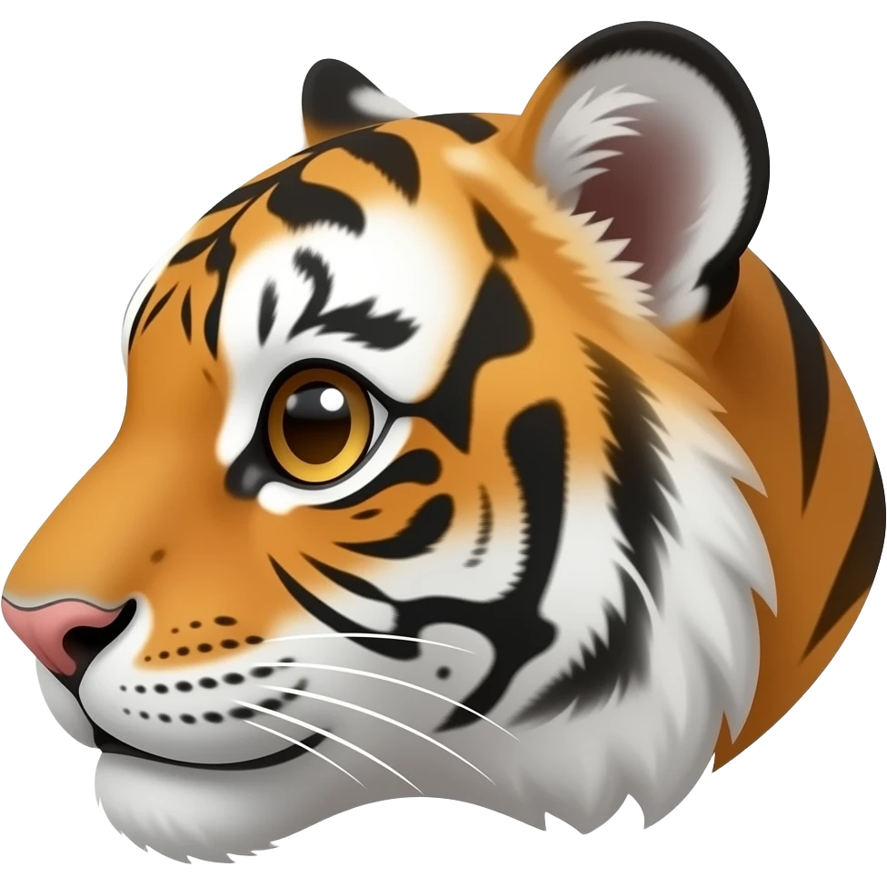 A little bit cute tiger head very realistic Turn sideways gray brown eyes emoji