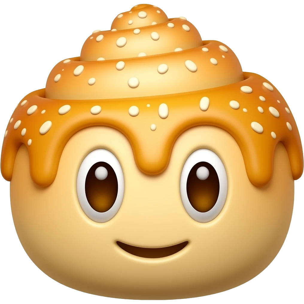 Honey bun with eyes and mouth emoji