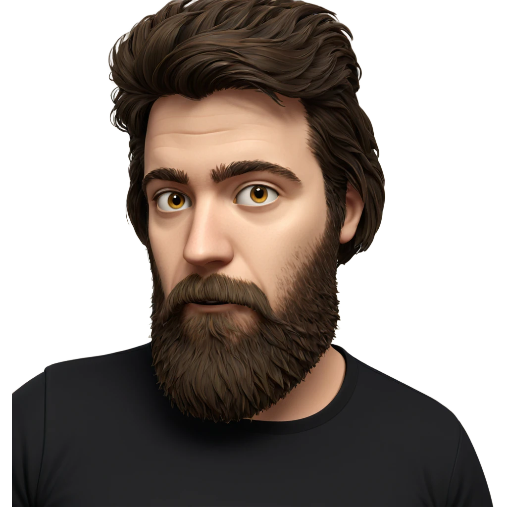 bearded man in black shirt emoji