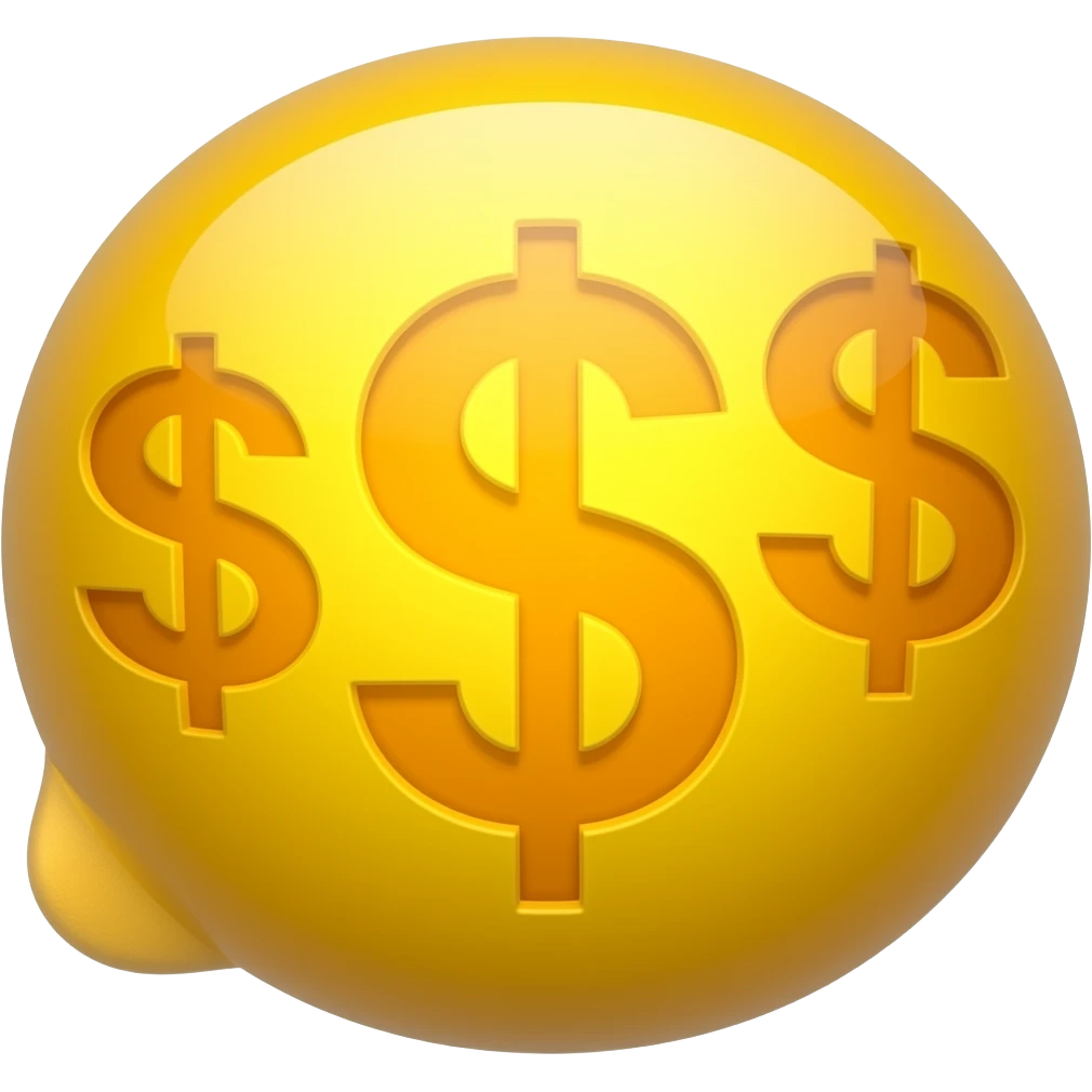 Yellow round glossy Emoji it’s butt for dollars emoji