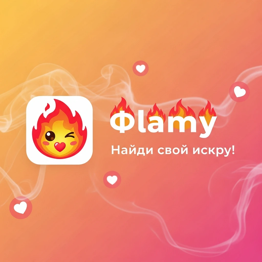 у меня в телеграме есть бот для знакомств Flamy. Иконку бота прикрепил. мне нужно рекламное изображение для постов в тг emoji