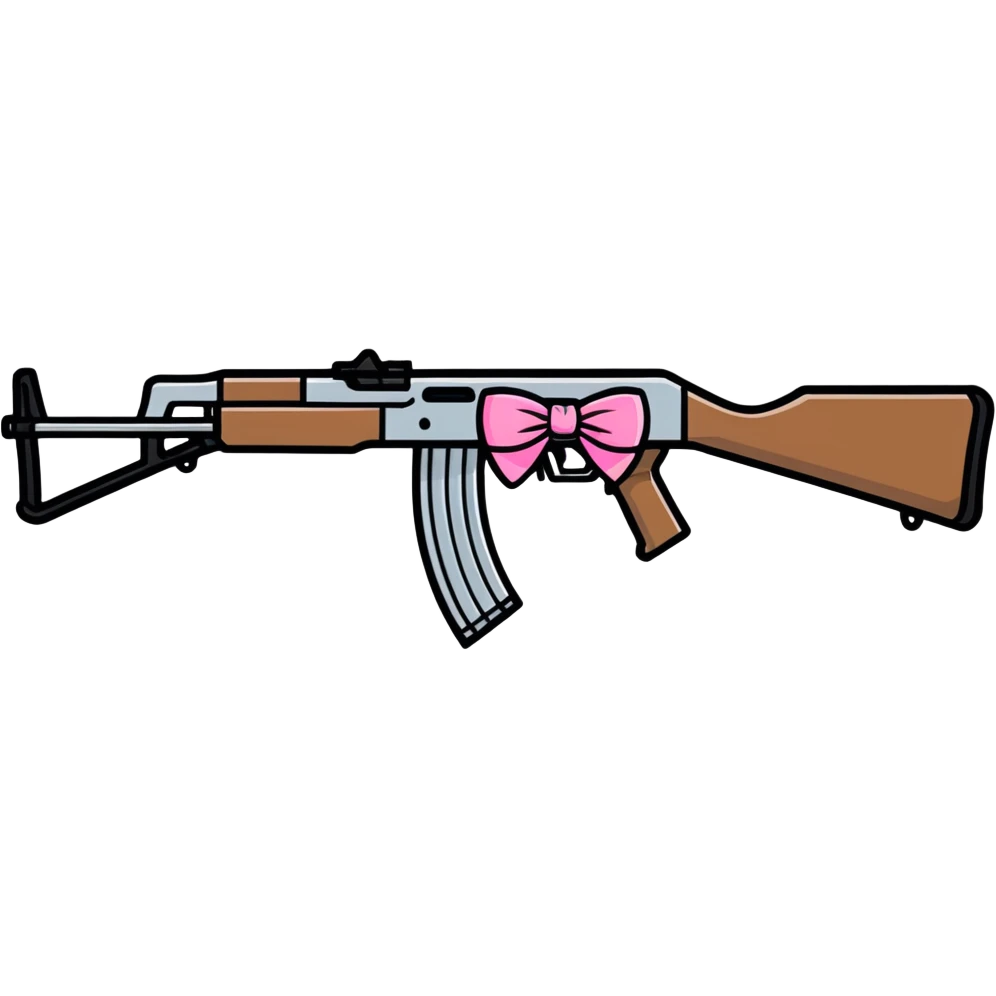 Ak-17 with a pink bow on it emoji