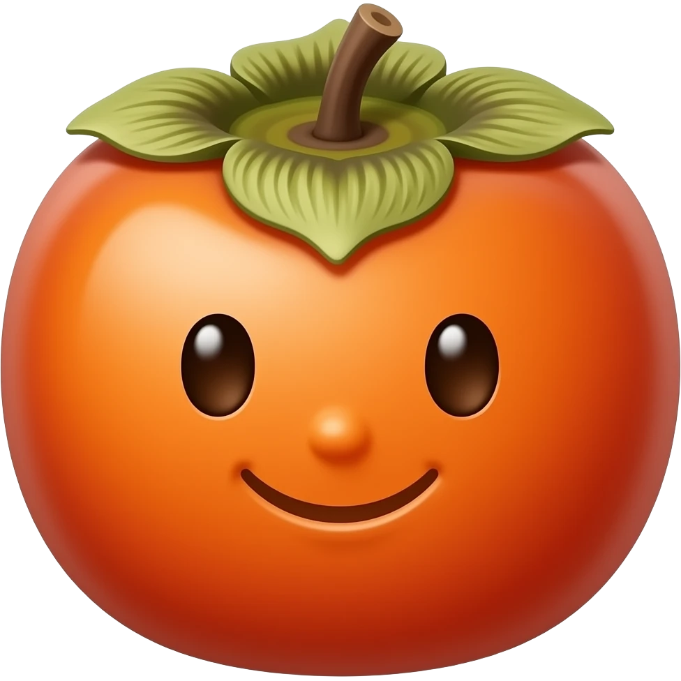 african A cheerful, dark-skinned persimmon fruit with dark peel. emoji