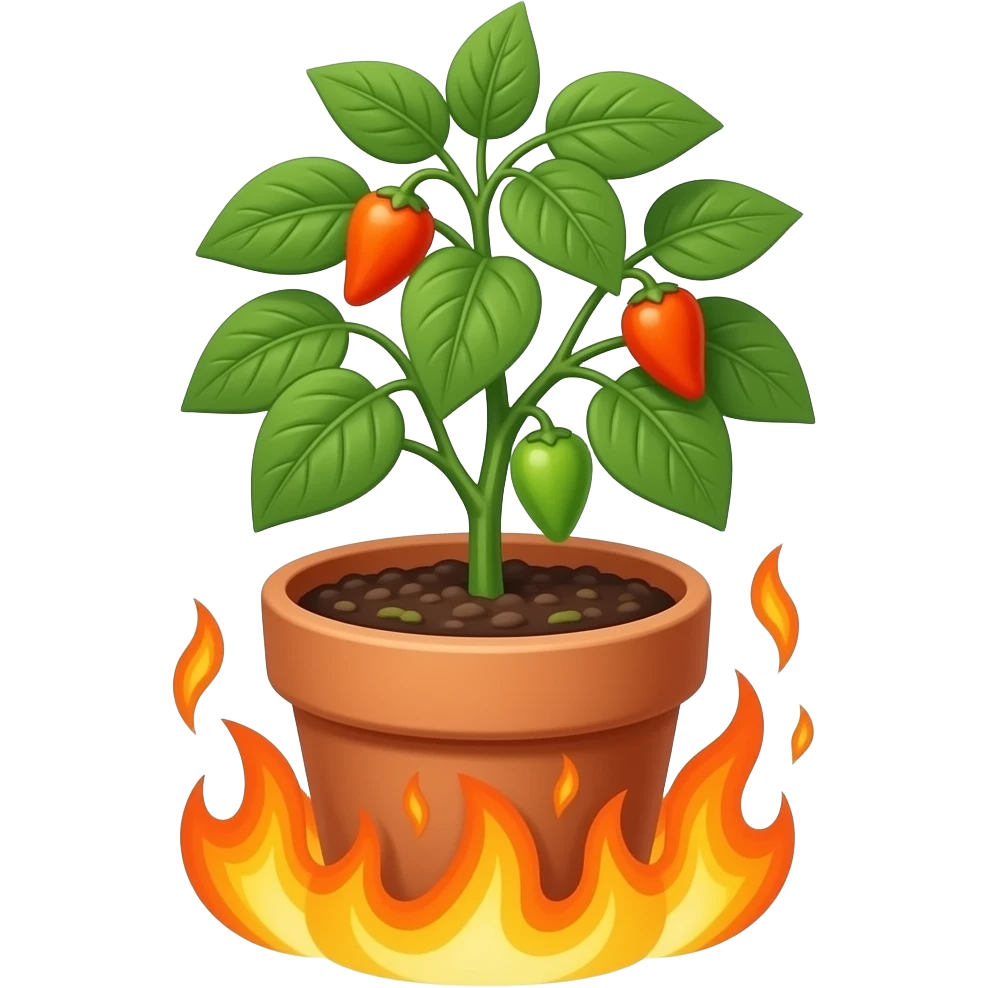 orange habanero plant in the pot hot fire emoji