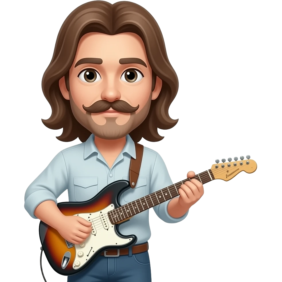 man with long hair and moustache playing electricguitar emoji