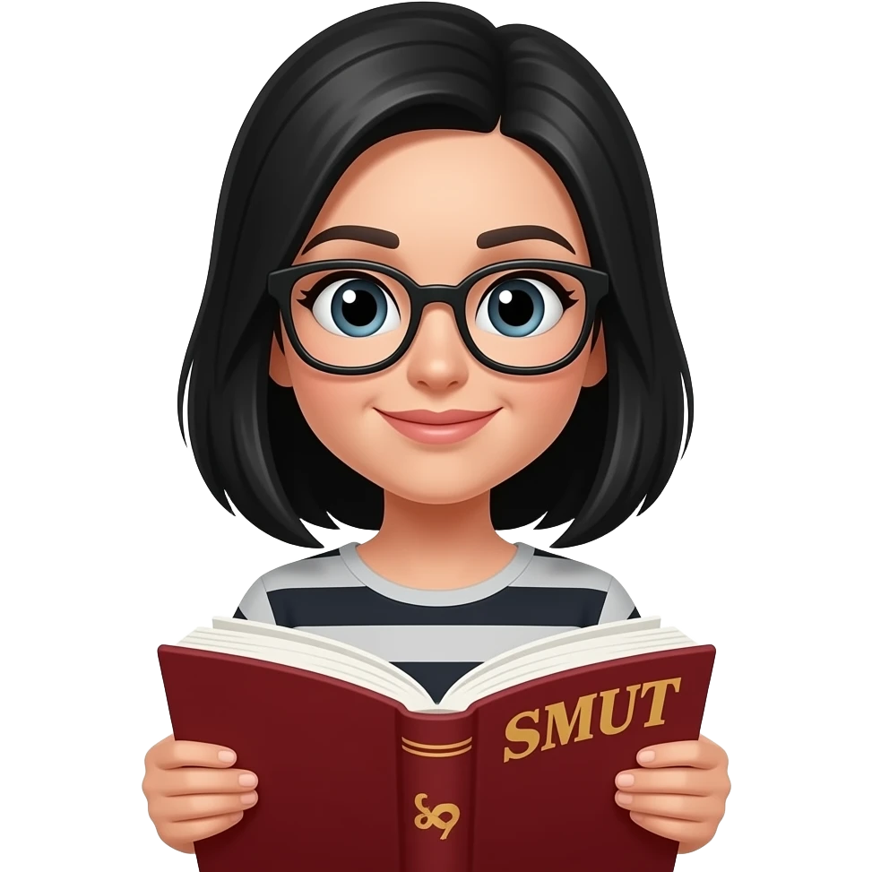 Smut book female reader With black hair and glasses emoji