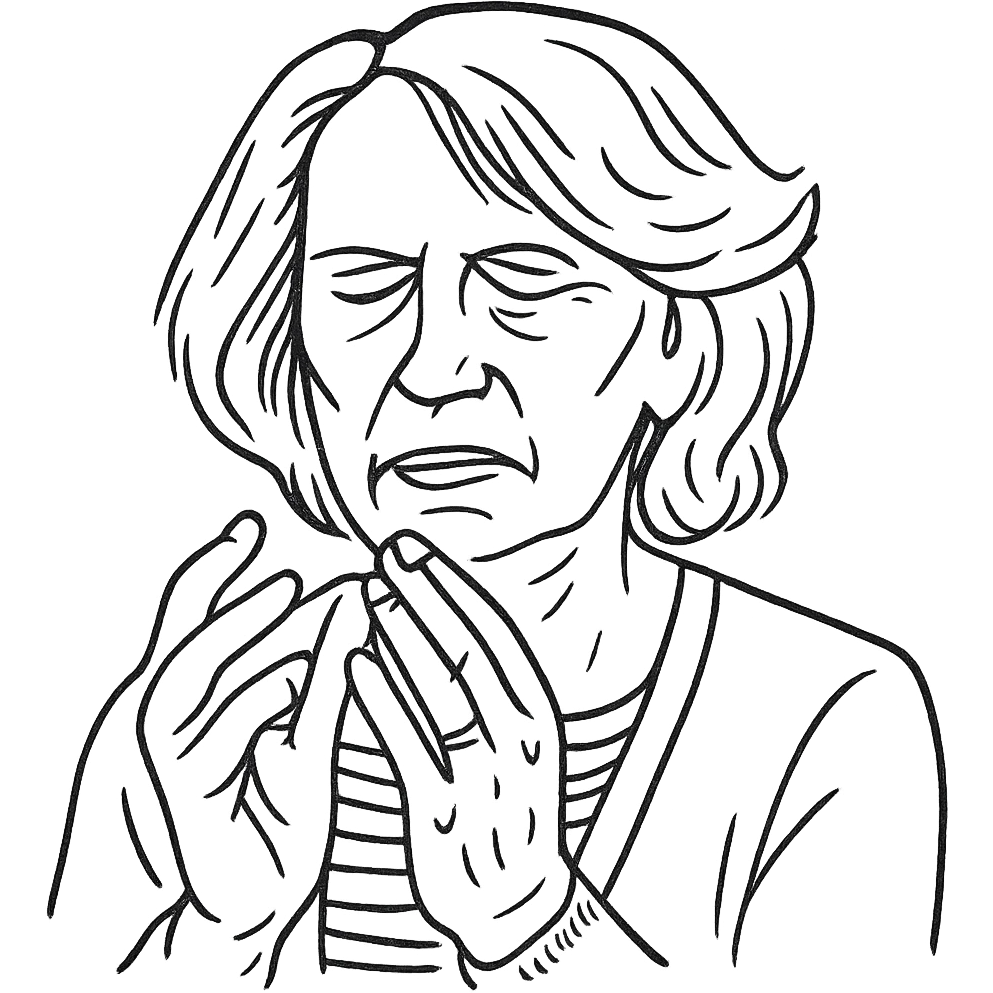 a hand drawn black outline portrait of philosopher Catherine Larrère based on this image emoji