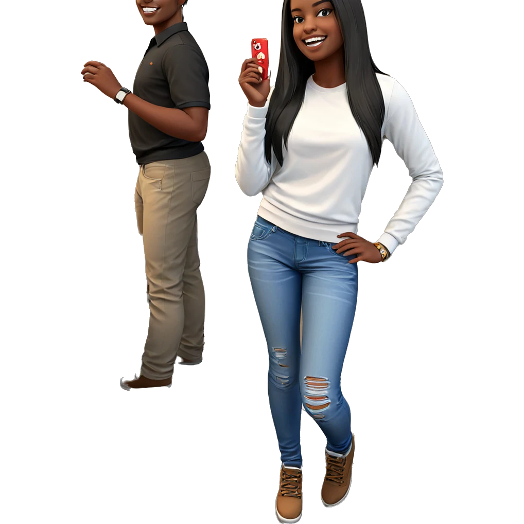 smiling girl with boys indoors emoji