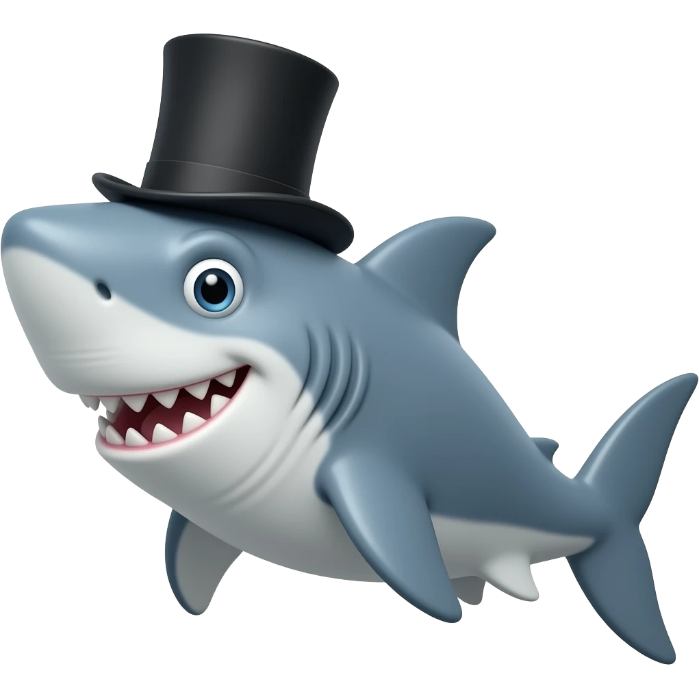 Shark with a top hat emoji