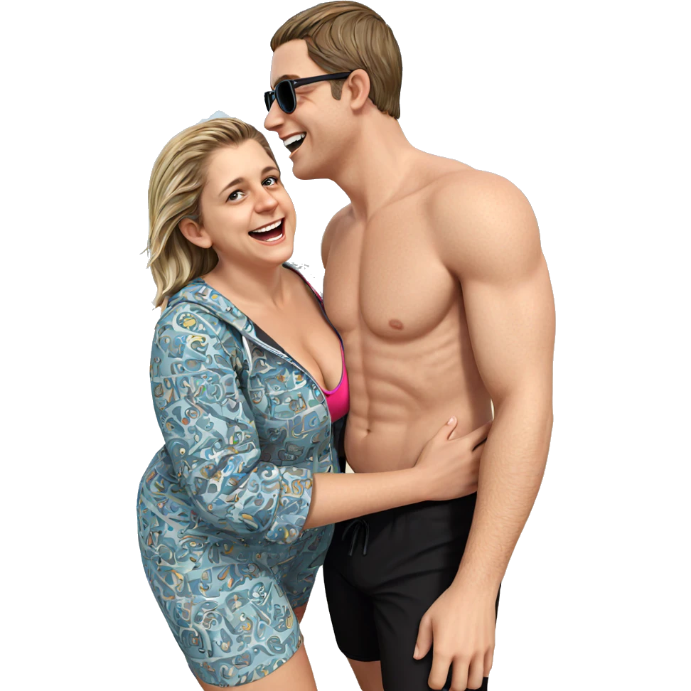 happy couple at the beach emoji