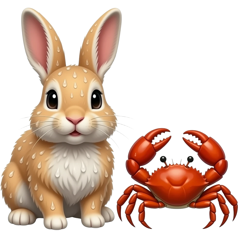 Rabbit and Crab together but wet emoji