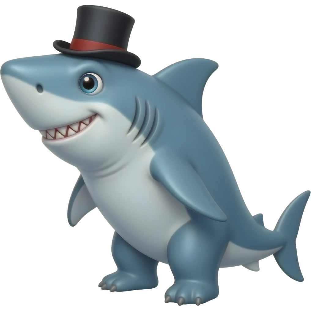 Shark with a top hat emoji