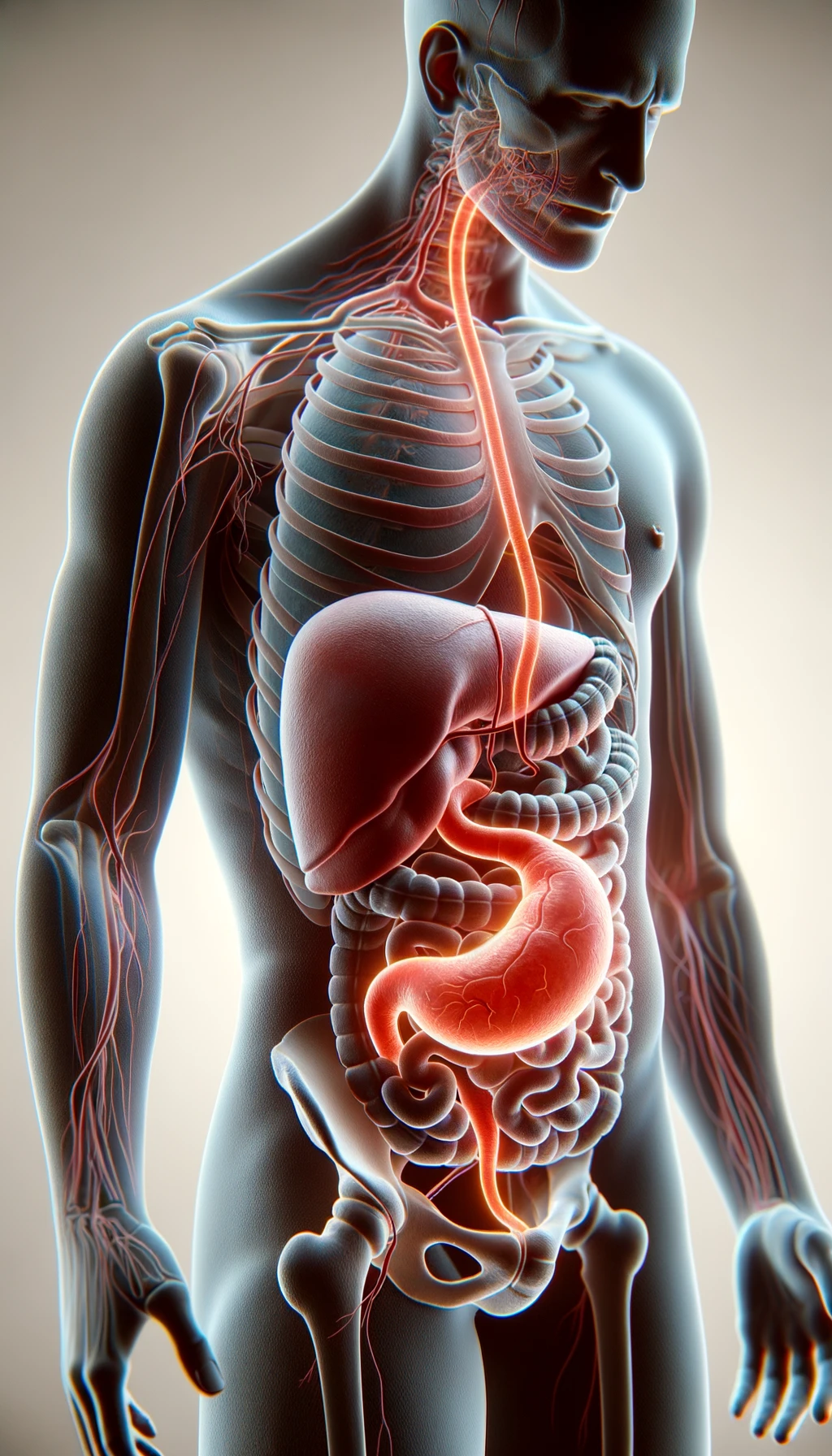 cistifellea umana anatomica realistica e intestino sono collegati nel dolore, sfondo chiaro emoji