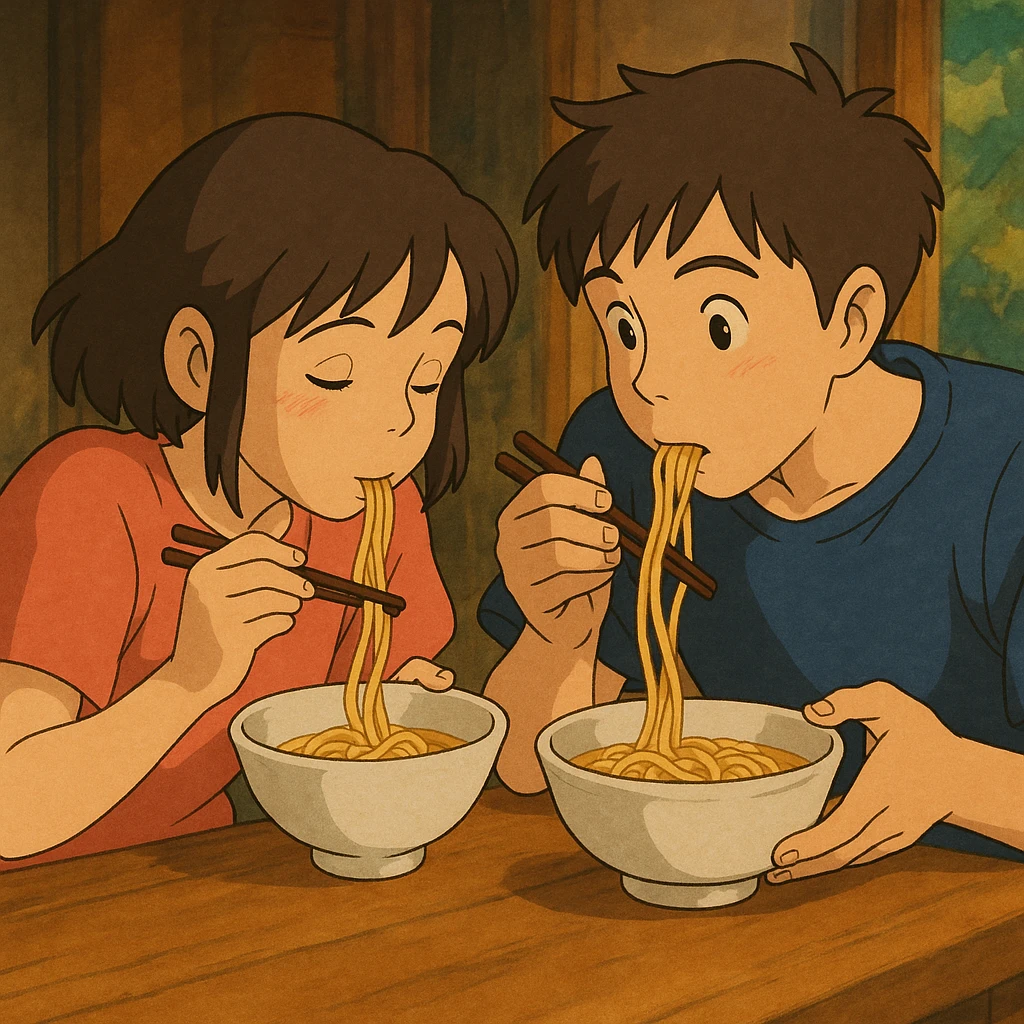 couple eating noodles emoji