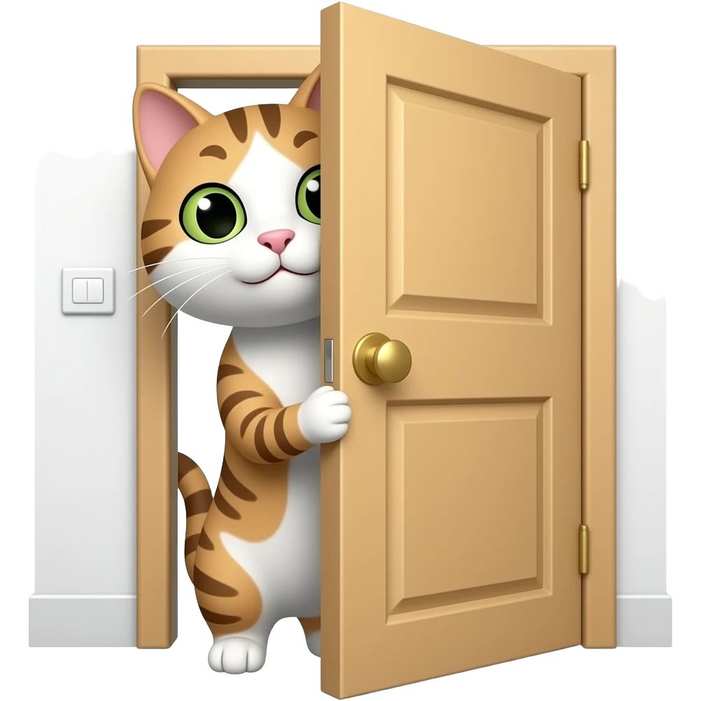 A cat behind the door emoji
