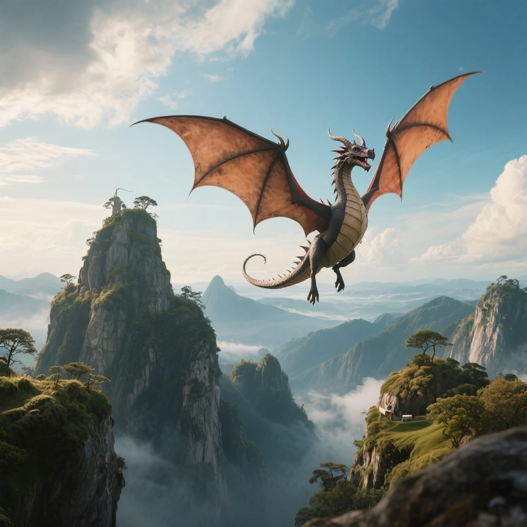 Skyland and flying dragon emoji