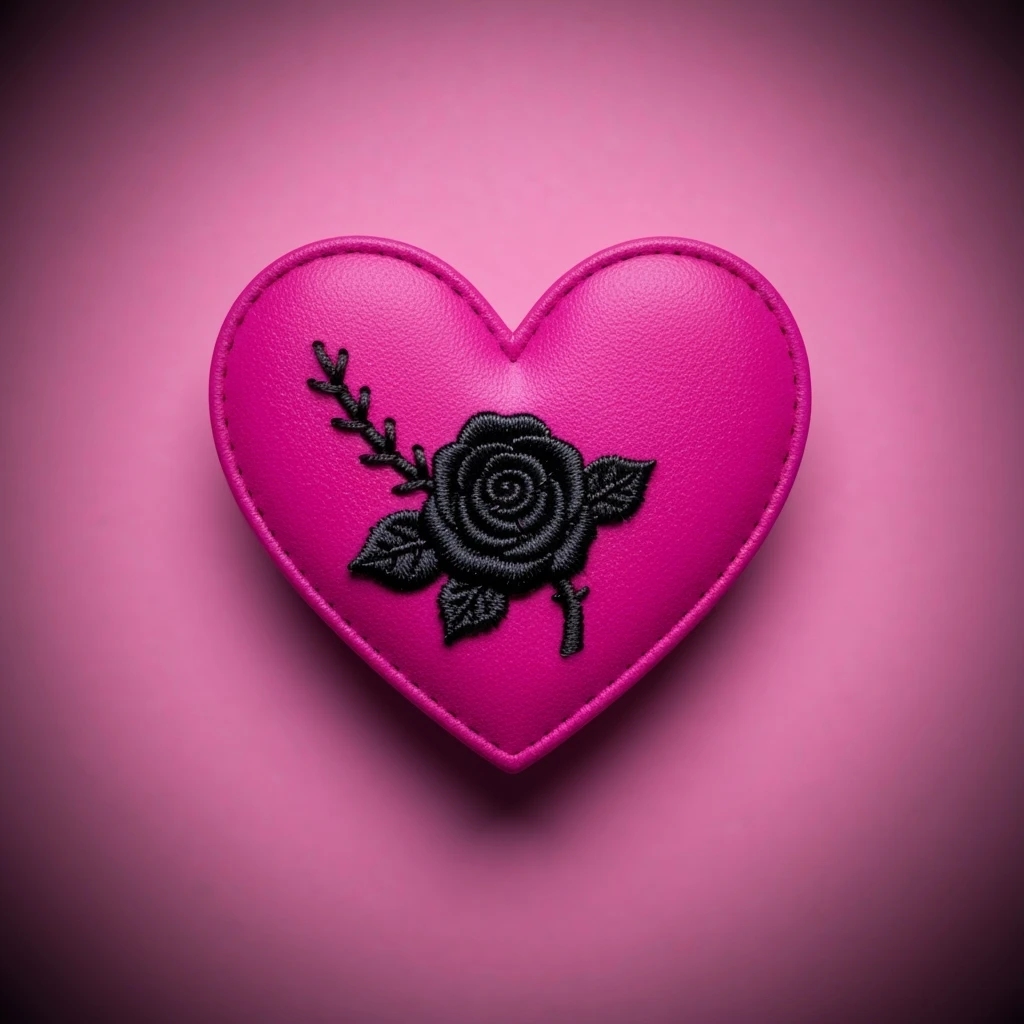 cute emo heart with a stitched patch emoji
