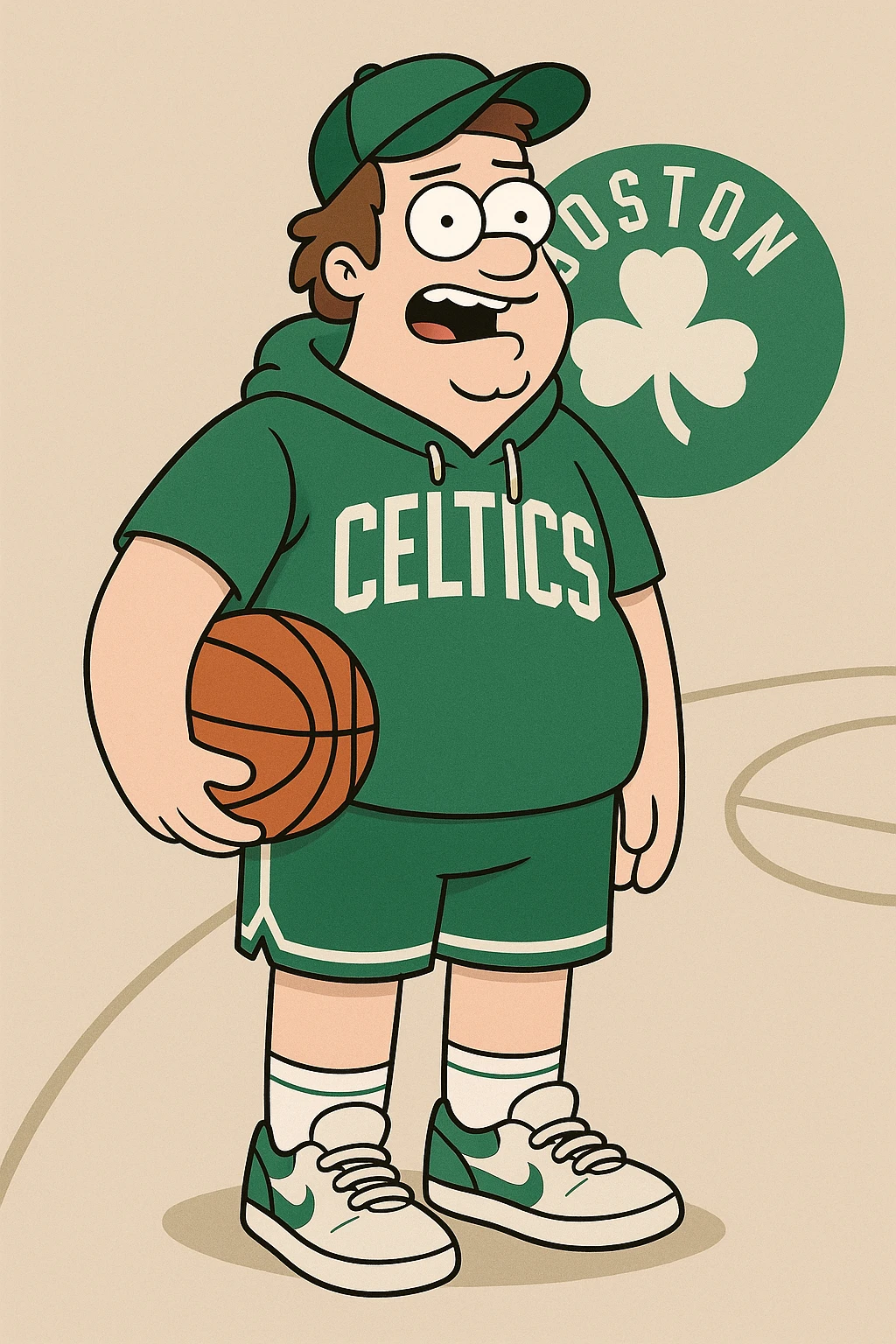 Boston Celtics logo, modern sports style, green and white, basketball theme emoji
