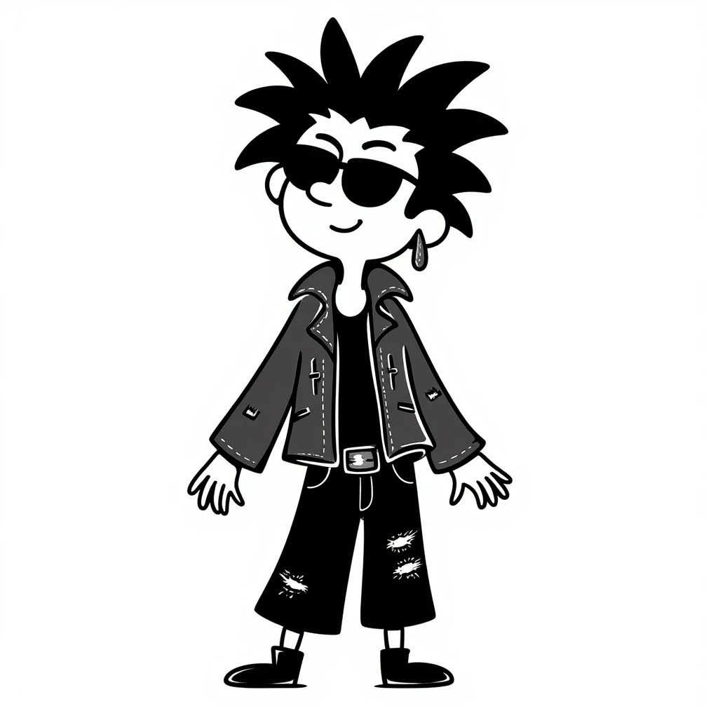 A punk grandma with a leather jacket, spiked hair, and sunglasses emoji