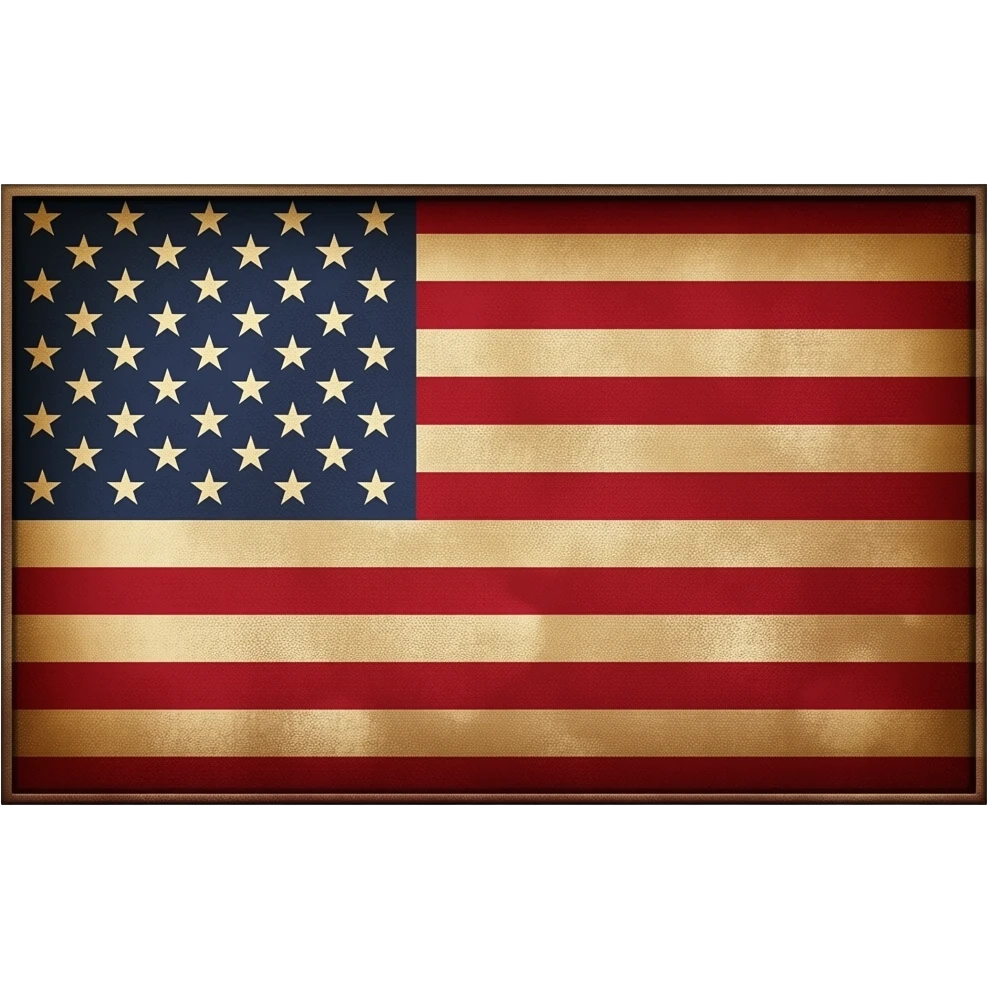 Rustic faded vintage gold American flag emoji