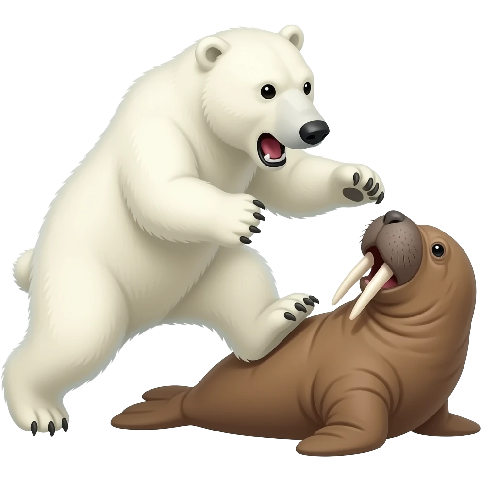 polar bear fighting walrus emoji