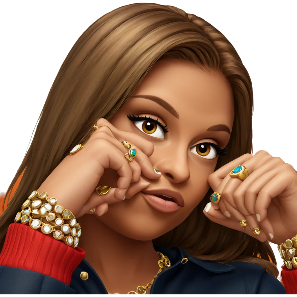 brown haired girl with jewelry emoji