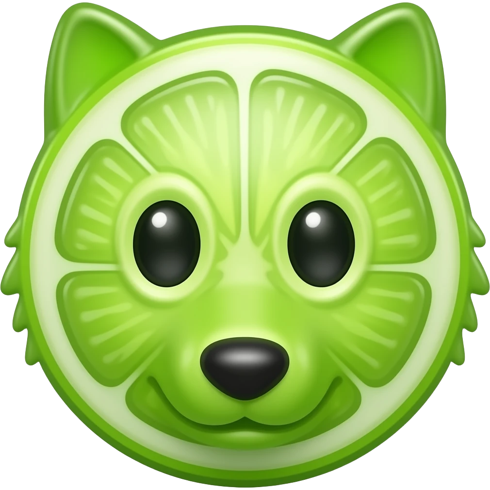 Lime Gummy clear wolf candy face emoji