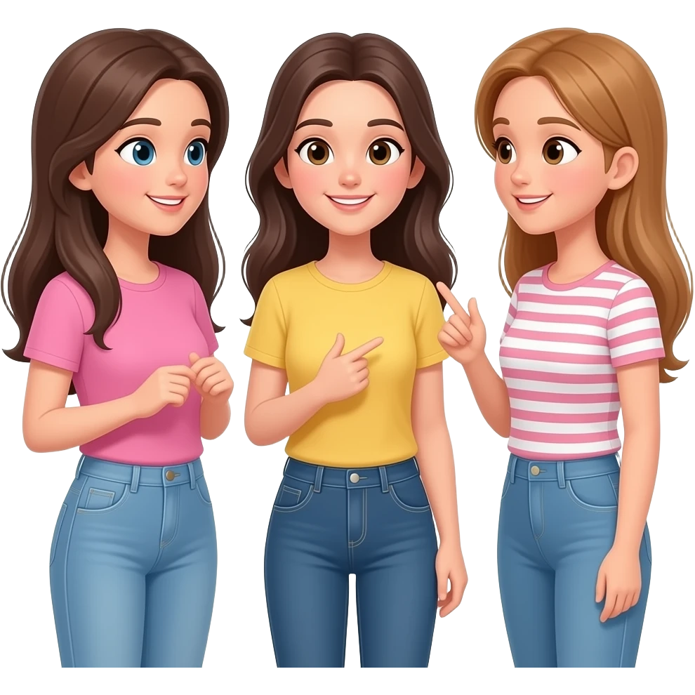 3 girls talking each other emoji