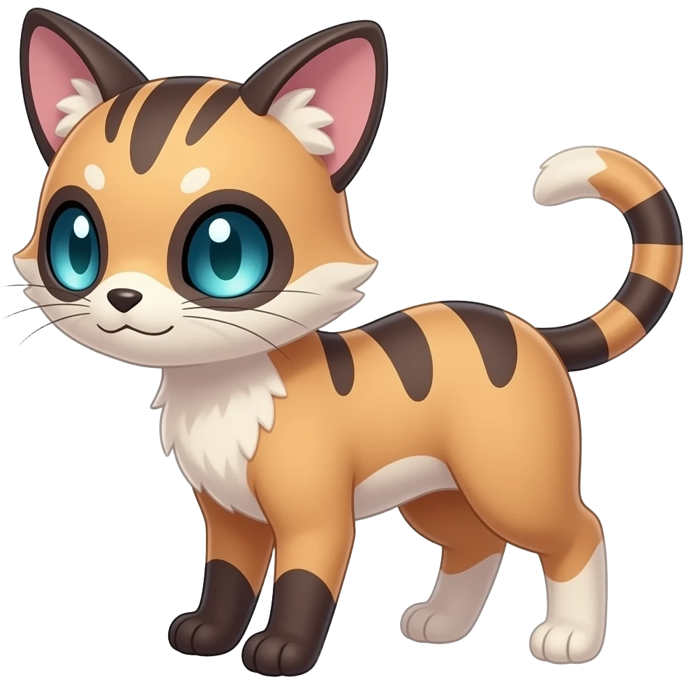 shiny shy sweet cute timid coy vernid-sergal-civet-genet-Fakémon-Digimon-creature-hybrid emoji
